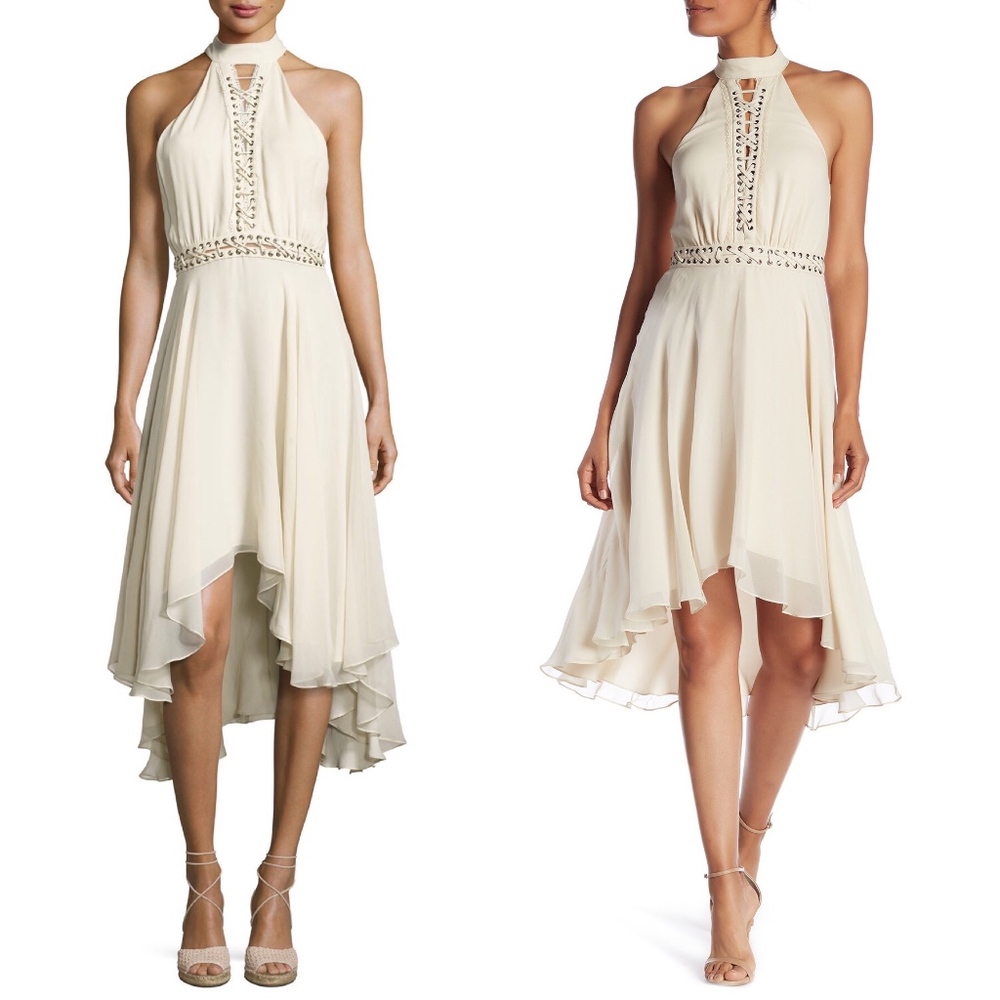 Haute hippie criss lace up detail ivory dress